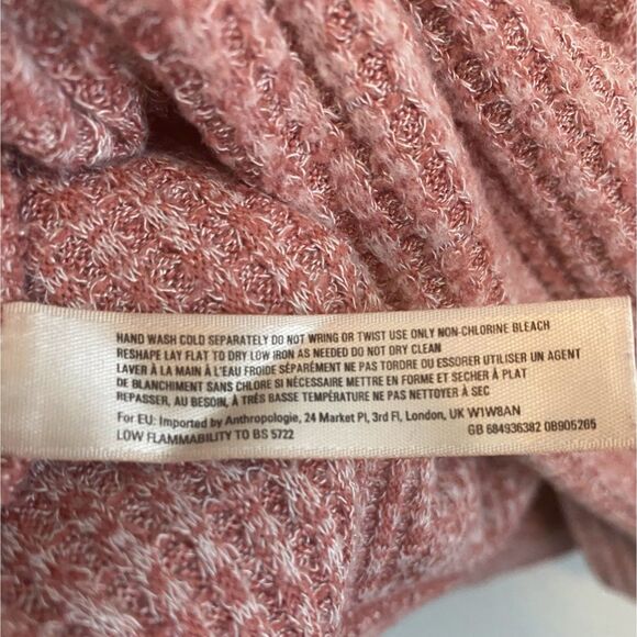 Anthropologie Saturday Sunday Pink Waffle Knit Cowl Neck Loungewear Sweater - Picture 3 of 8